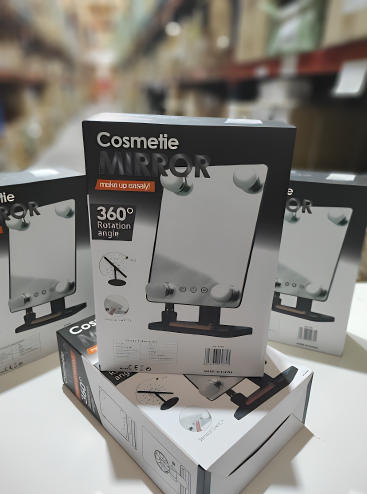 Espejo de maquillaje LED giratorio 180° – blanco - detalle 2