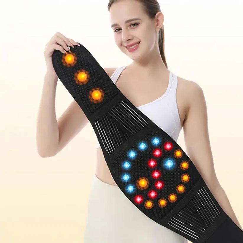 Faja lumbar elástica con refuerzos y elementos magnéticos – negra