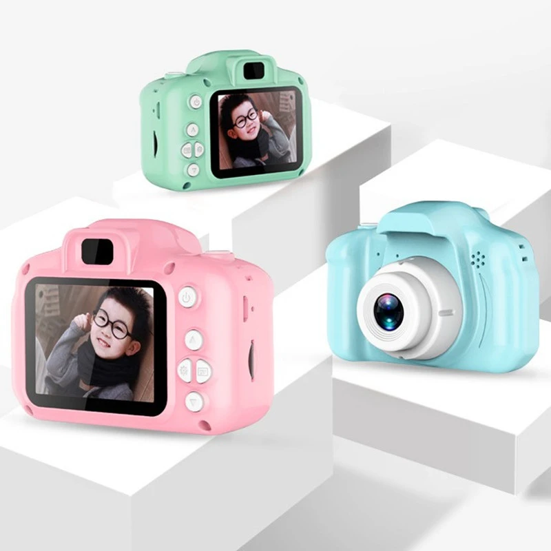 Mini cámara infantil rosa con pantalla de 2 pulgadas - detalle