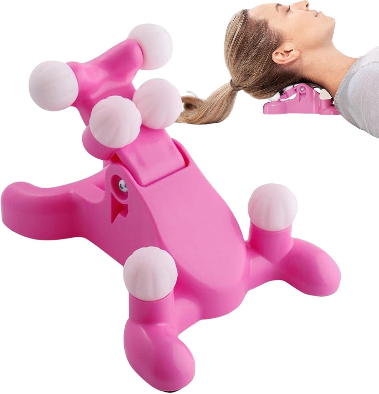 Masajeador manual de cuello con 6 puntos de presión – rosa