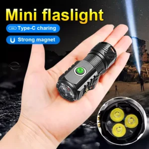 Mini linterna recargable 3 LED con imán y USB-C