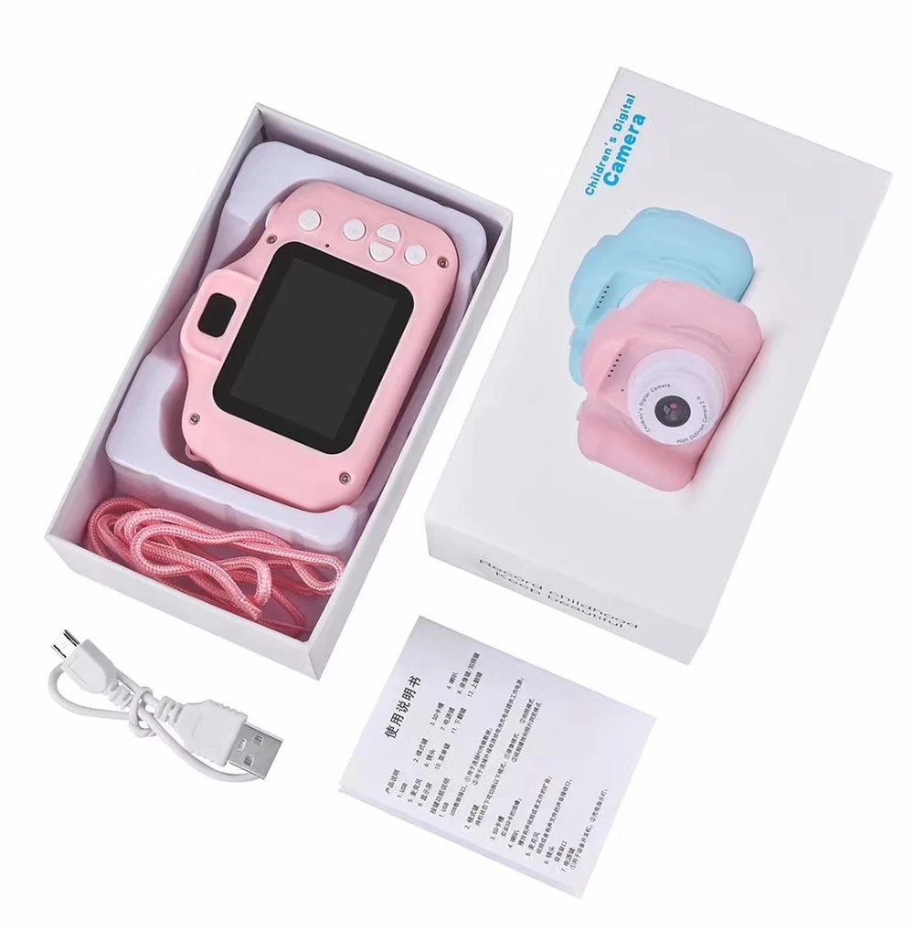 Mini cámara infantil rosa con pantalla de 2 pulgadas 1280 × 720