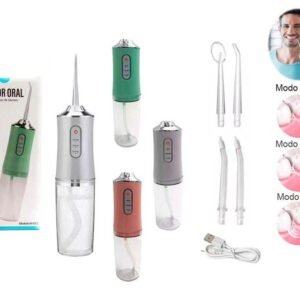 Irrigador dental portátil 220 ml con 3 modos y 4 boquillas