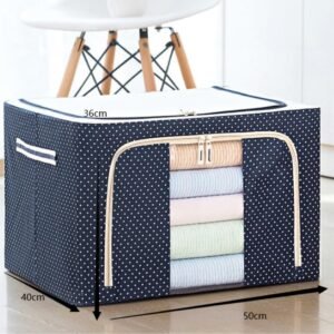 Caja plegable para guardar ropa con ventana y cremalleras – negra