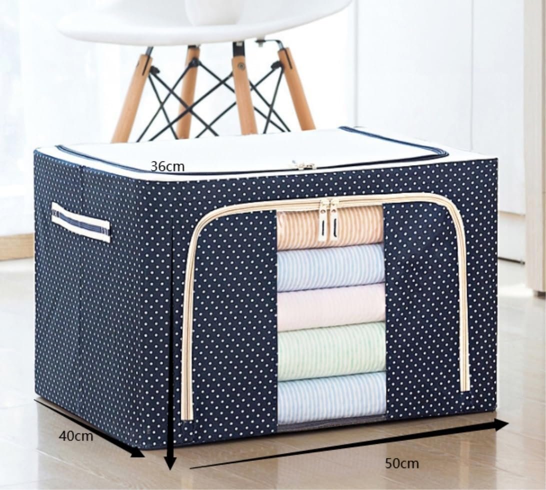 Caja plegable para guardar ropa con ventana y cremalleras – negra