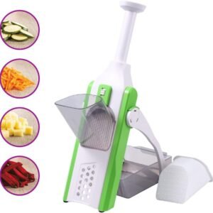 Cortadora manual de alimentos 4 en 1 con recipiente