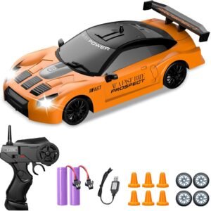 Coche teledirigido drift 1:24 GTR naranja con 4WD