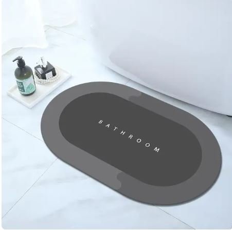 Alfombra de baño ovalada negra 40 × 60 cm con base antideslizante - detalle 2